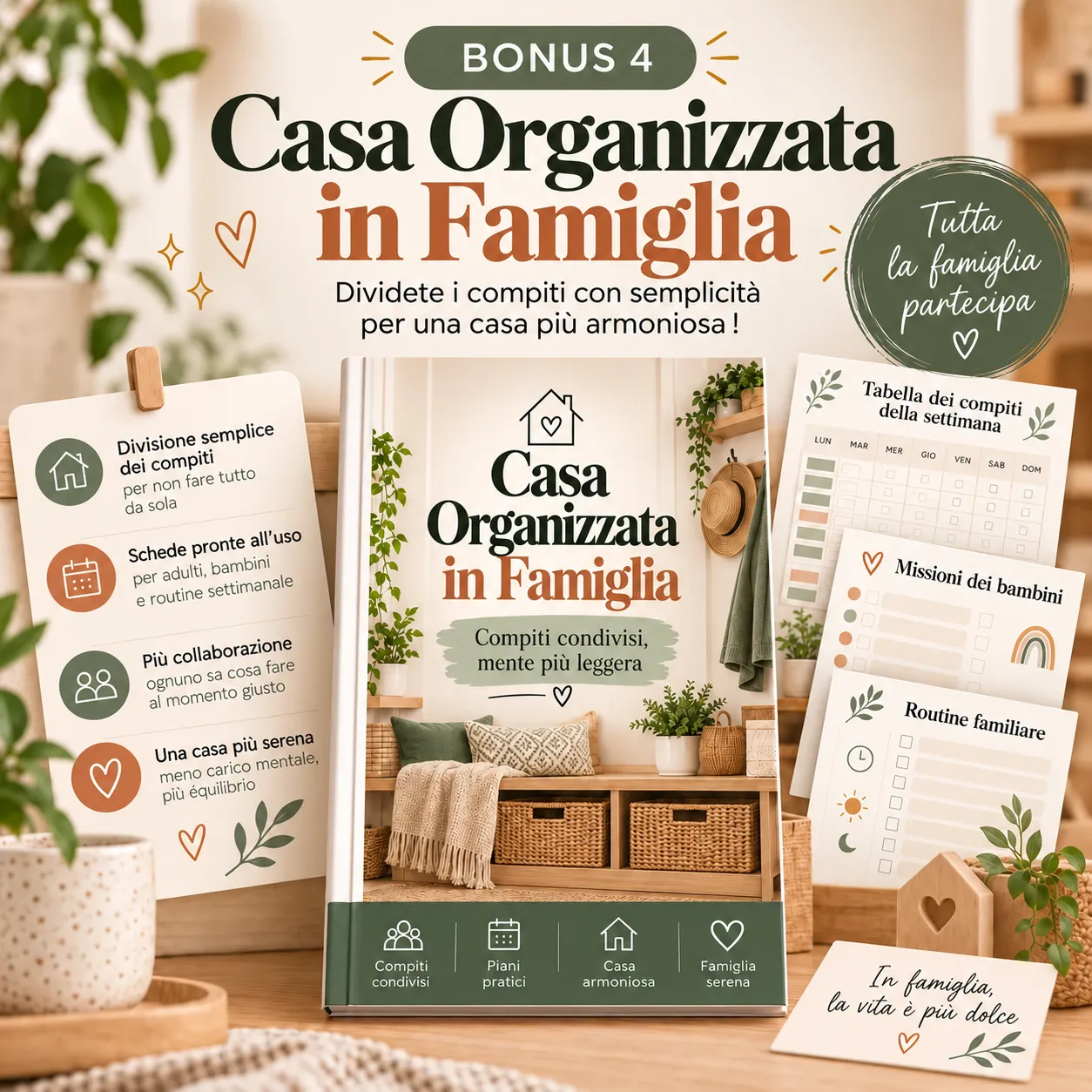 Casa in ordine con tutta la famiglia