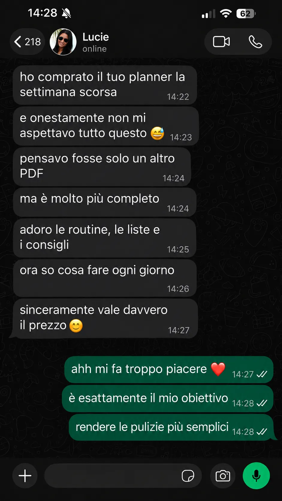 Testimonianza di una cliente