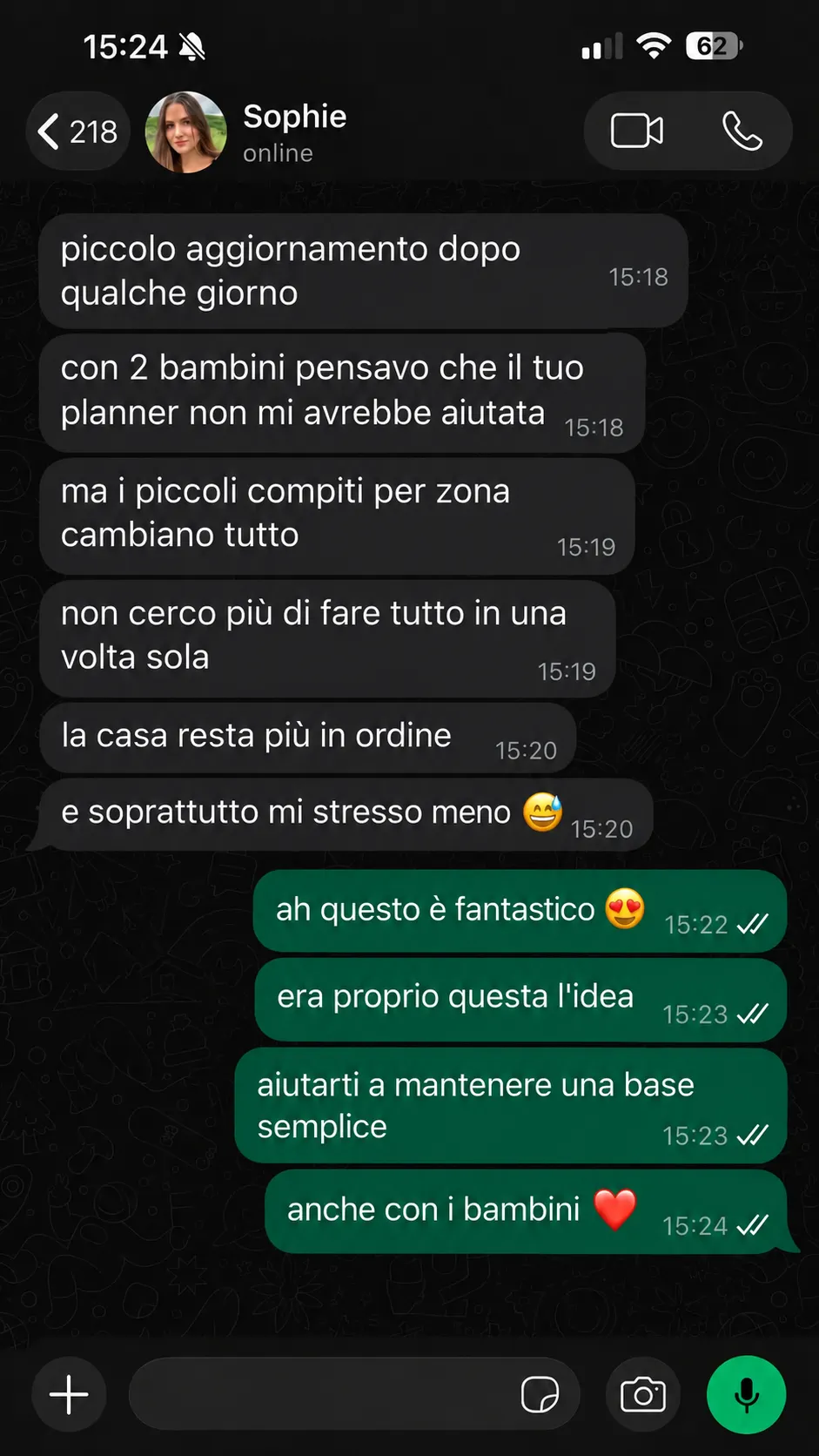 Testimonianza di una cliente