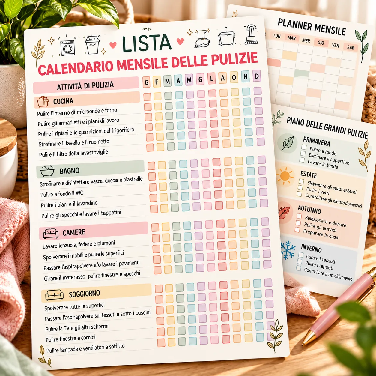 Calendari e piani di pulizie profonde