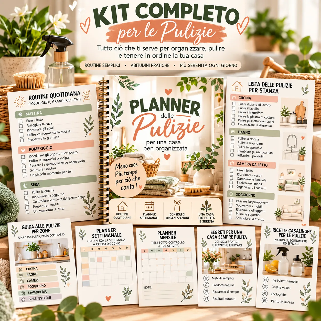 Kit completo: Planner delle Pulizie + 4 bonus